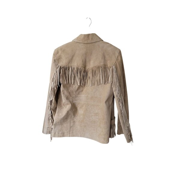 Esprit Womens Fringe Leather Jacket L - Picture 2 of 6